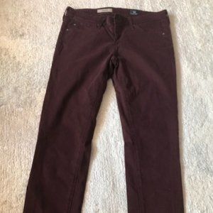 AG The Stilt Cigarette Leg pants in Burgundy